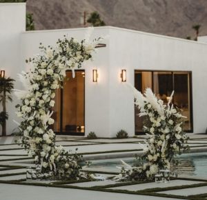 Moon Arch, Wooden Arbor, White Flower Arrangements, Moon Wedding, Arch Wedding, Wedding Ceremony Backdrop, Ceremony Decor, Ceremony Arch, Floral Backdrop