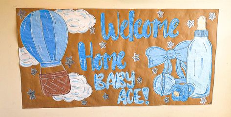 Baby Shower Painted Banner, Baby Shower Banner Ideas, Kraft Paper Banner, Baby Shower Banners, Painted Banner, Cute Banner, Welcome Home Banners, Birthday Painting, Welcome Home Baby