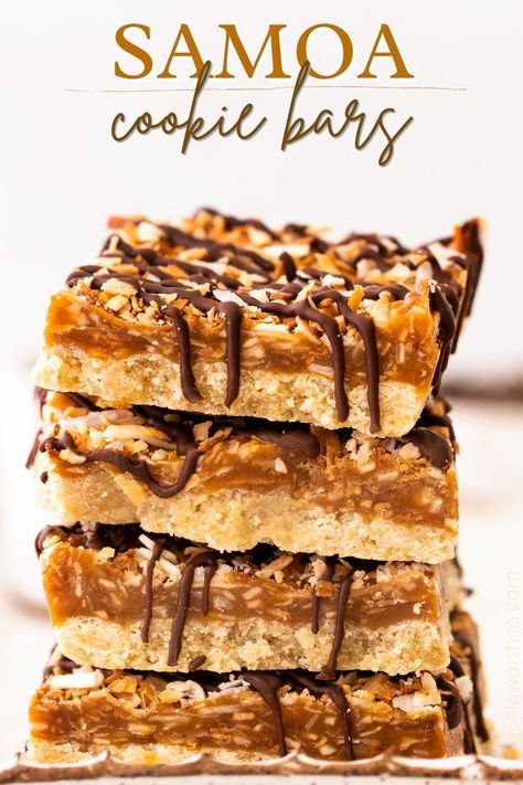 Brown Sugar Shortbread, Samoa Cookie, Pan Desserts, Peanut Butter Cookie Bars, Blueberry Cheesecake Bars, Samoa Cookies, Easy Bar Recipes, Caramel Coconut, Lemon Bars Easy