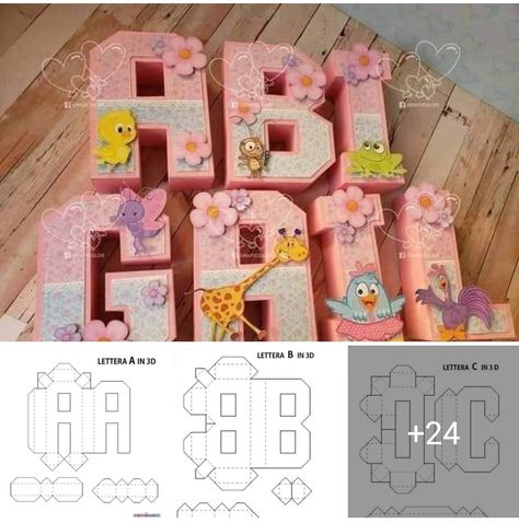 Molde letra 3D para imprimir gratis: Letras do alfabeto - Ver e Fazer 3d Letters Diy, Alphabet Letter Templates, Alphabet Letter Crafts, Art Inspiration Ideas, 3d Alphabet, Paper Box Template, Idee Cricut, Alphabet Templates, 21st Birthday Cards