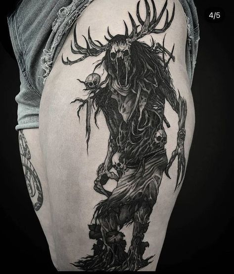 Dark Tattoos For Men, Gotik Tattoo, Dark Feminine Tattoos, Satanic Tattoos, Wörter Tattoos, 42 Tattoo, Dark Tattoos, Monster Tattoo, Wicked Tattoos