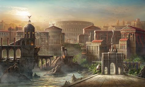 Ancient Greece City, Tomorrow Aesthetic, Rome Landscape, Mystery Babylon, Greece City, Roman Design, Greece Landscape, Ancient Greek City, Rome City