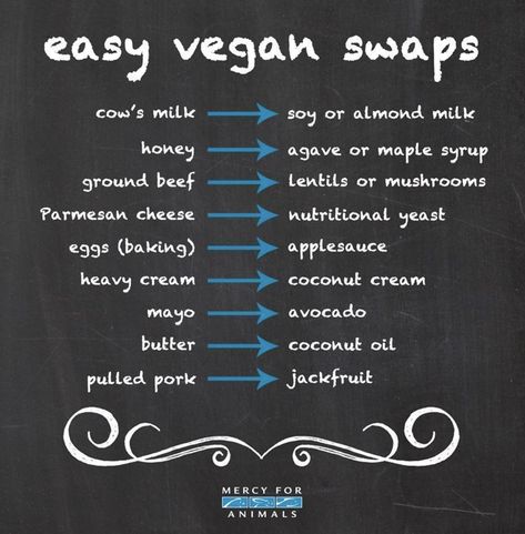 Vegan Swaps, Mercy For Animals, Vegan Substitutes, How To Become Vegan, Vegan Grocery, Vegan Living, Vegan Nutrition, Vegan Meal Plans, Plant Based Lifestyle