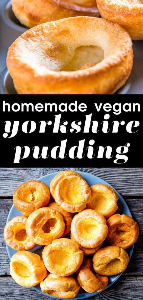 Easy Vegan Yorkshire Pudding Recipe I homemade vegan yorkshire pudding recipe I tips for making vegan yorkshire pudding at home I how to make vegan yorkshire pudding recipe I festive vegan recipes I the best vegan recipes for the holidays I recipes for a vegan christmas dinner I eggless yorkshire pudding #veganrecipe #veganmeals Vegan Yorkshire Pudding, Yorkshire Recipes, Yorkshire Pudding Recipe, Vegan Roast Dinner, Recipes For The Holidays, Vegan Christmas Dinner, Yorkshire Pudding Recipes, Yorkshire Puddings, Cooking A Roast