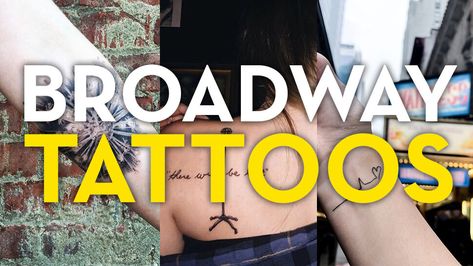 37 Broadway-Themed Tattoos | Playbill Musicals Tattoo Broadway, Broadway Musical Tattoos, Broadway Tattoos Musicals, Musical Theater Tattoos, Theater Tattoos, Theater Tattoo Ideas, Musical Theatre Tattoo, Hamilton Tattoo Ideas, Wicked Musical Tattoo