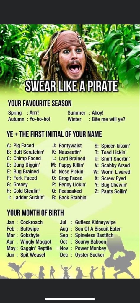 Funny Name Generator, Jack Sparrow Quotes, Birthday Scenario, Kaptan Jack Sparrow, Fantasy Names, Pirate Day, Funny Names, Bite Me, Name Generator