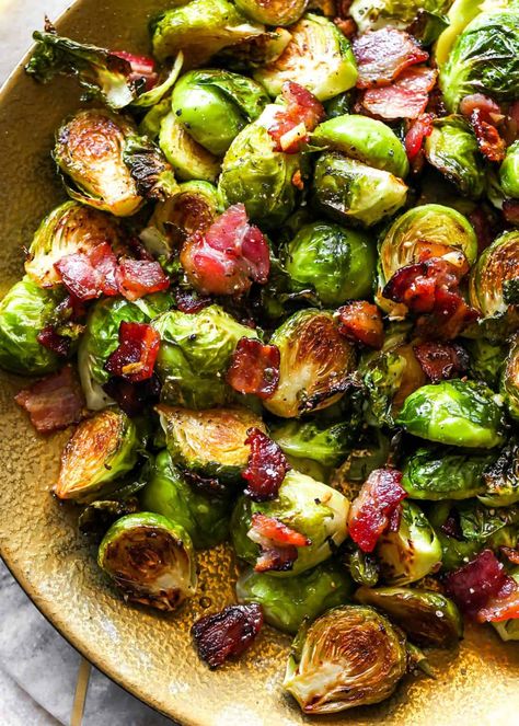 Potato Bacon Recipes, Brussel Sprout Recipes With Bacon Oven, Brussel Sprout Sweet Potato, Brussel Sprout Recipes With Bacon, Roasted Brussel Sprouts With Bacon, Brussel Sprouts With Bacon, Brussel Sprout Recipes Roasted, Bacon Brussel Sprouts, Easter Breakfast