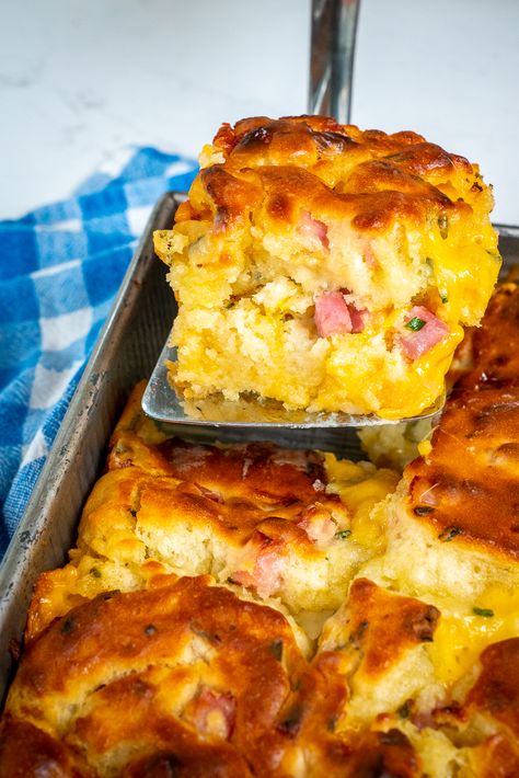 Ham and Cheese Butter Swim Biscuits | 12 Tomatoes Ham And Cheese Butter Swim Biscuits, Butter Swim Biscuits, Swim Biscuits, Tomato Breakfast, Tomatoes Recipes, 12 Tomatoes Recipes, Breakfast Biscuits, Cheese Butter, Biscuit Bake