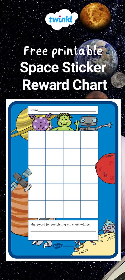 Free Space Reward Chart Sticker Reward Chart, Space Activities For Kids, Space Activities, Sticker Chart, Behaviour Management, Reward Chart, Free Space, Classroom Management, Aliens