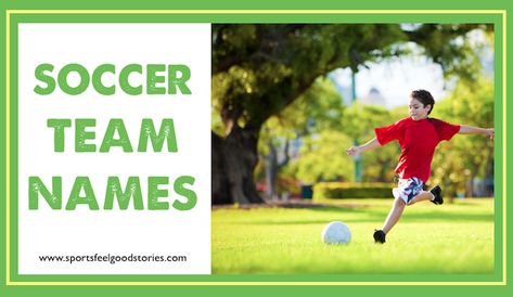 Soccer team names that you'll get a kick out of!  Creative and funny team name ideas for boys and girls youth squads. Kids will love the choices. Have them vote. Cool and cute ideas that could lead you to your league's World Cup. Awesome! Name Ideas For Boys, Kids Soccer Team, Team Names Ideas, Best Team Names, Girls Soccer Team, Soccer Drills For Kids, Sore Legs, Softball Pictures, Travel Team