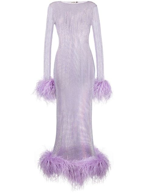 The New Arrivals Ilkyaz Ozel, Dress With Feathers, Samantha Wedding, Ostrich Feather Trim, Purple Maxi Dress, Cocktail Party Dresses, Outfit Check, Purple Reign, Feather Trim