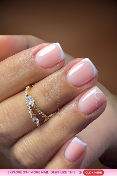 Simple Nail Designs On Short Nails, Cute Short Nail Styles, French Tip Nails For Short Nails, Nail Ideas French Tip Short, Short Round French Manicure, Simple Gel Nail Art Designs, Nails Ideas Gel Short, Very Short Cute Nails, Nail Ideas For Very Short Nails