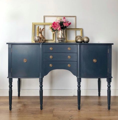 Excited to share this item from my #etsy shop: Sold sold navy blue vintage sideboard Navy Buffet, Navy Sideboard, Buffet Drinks, Chalk Paint Buffet, Modern Farmhouse Sideboard, G Plan Sideboard, Blue Sideboards, Painted Buffet, Cutlery Drawer