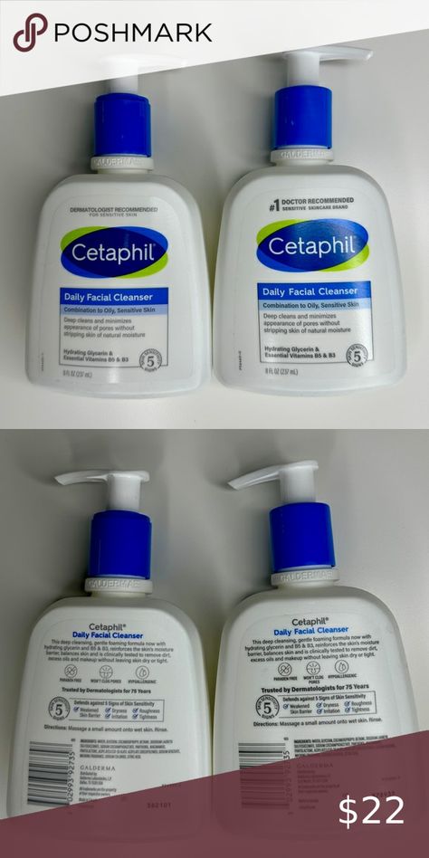 Cetaphil Daily Facial Cleanser 8 ounces LOT of 2 NEW Cetaphil Cleanser, Image Aesthetic, Daily Facial Cleanser, Facial Cleanser, Makeup Products, Facial, Plus Fashion, Makeup, Fashion Tips