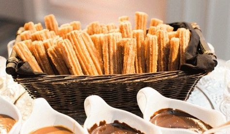 Set up for churros at a table in a basket Churro Party, Ideas Matrimonio, 25th Anniversary Party, Mexican Wedding, Anniversary Party, Anniversary Parties, 25th Anniversary, A Table, Wedding Ideas