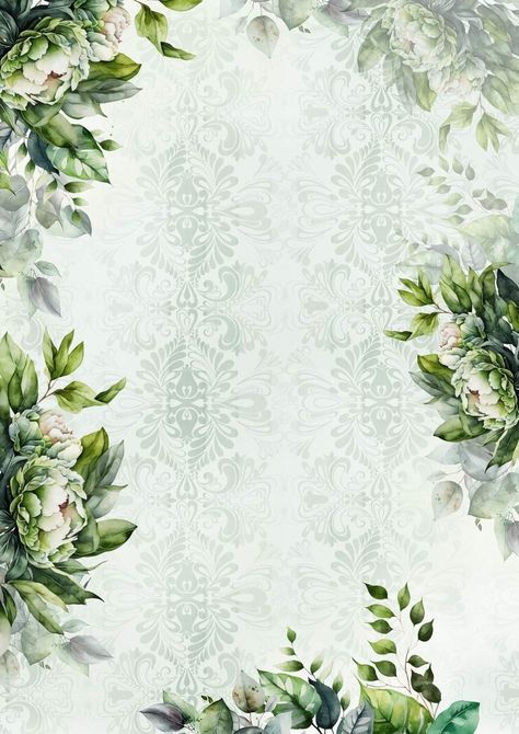 Background Kad Kahwin, Wedding Invitation Background Green, Floral Background For Invitation Card, Green And White Floral Background, Background Undangan Pernikahan Elegant Kosong, Wedding Cards Images, File Decoration Ideas, Flower Background Iphone, Wedding Certificate