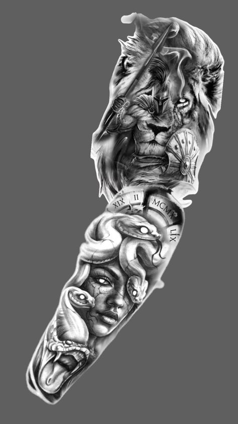 Men’s Sleeve Tattoo Ideas Stencil, Inside Sleeve Tattoo, Usmc Tattoo Sleeve, Usmc Tattoo, Lion Forearm Tattoos, Inside Of Arm Tattoo, Warrior Tattoo Sleeve, Family Tattoos For Men, Animal Sleeve Tattoo