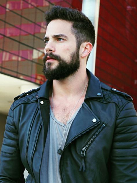 Bearded Guys, Brant Daugherty, Mens Beard, Beard Men, Bad Man, Leather Jacket Men Style, Brooklyn Style, Big Beards, Bearded Man