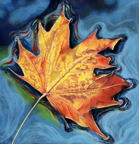 Autumn Leaf from the Beautiful Nature grayscale coloring book (www.huelish.com) colored by Jones Flores Line Art Coloring, Abstract Painting Acrylic Modern, Blending Colored Pencils, Autumn Leaves Art, Leaf Artwork, Water Background, Grayscale Coloring Books, Colored Pencil Artwork, Art Basics