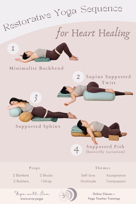 Restorative Yoga With Props, Prenatal Restorative Yoga, Prenatal Yin Yoga, Yin Yoga Poses With Props, Restorative Yoga Poses With Props, Yoga Restorative Poses, Yin Yoga With Bolster, Full Moon Restorative Yoga, Restore Yoga Sequence