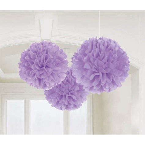 Tissue paper decorations Lilac Decor, Hanging Pom Poms, Tissue Paper Decorations, Hanging Wedding Decorations, Pom Pom Decorations, Paper Pom Pom, Tissue Pom Poms, Tissue Paper Pom Poms, Paper Pom Poms