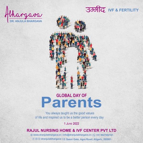 You always taught us the good values of life and inspired us to be a better person every day. Global Day Of Parents. #globaldayofparents #anjulabhargava #dranjulabhargava #dranjulabhargavasocial #pregnancy #ivf #fertility #infertilityawareness #baby #ivfpregnancy Global Parents Day, Global Day Of Parents, Good Values, Ivf Pregnancy, Ivf Center, Parents Day, Better Person, Nursing Home, We The Best