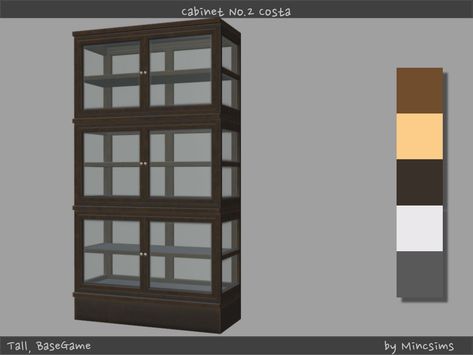 Glass Cupboard, Rattan Floor Lamp, Sims 4 Cc Furniture, Sims Resource, Double Beds, The Sims4, Display Shelves, Barn Door, Windows And Doors