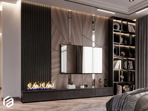 Bedroom Behance, Modern Tv Room, Living Room Wall Units, House Design Trends, Modern Tv Wall, Tv Room Design, Tv Wall Unit, Luxury Bedroom Master, Tv Wall Design