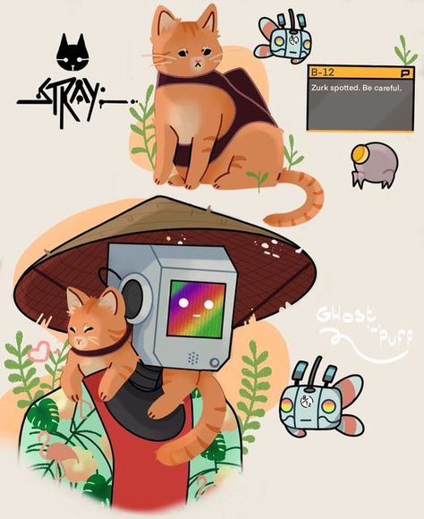 Stray Art Game, Stray Video Game Fanart, Stray Fanart Game, Stray Game Fanart, Stray Momo, Stray Cat Game, Stray Game, Cat Game, Little Misfortune