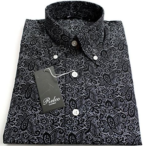 Paisley Shirt, Mod Vintage, Dress Suits For Men, Cotton Long Sleeve Shirt, Navy Shirt, Paisley Pattern, 60s Fashion, Stylish Men, Vintage Black