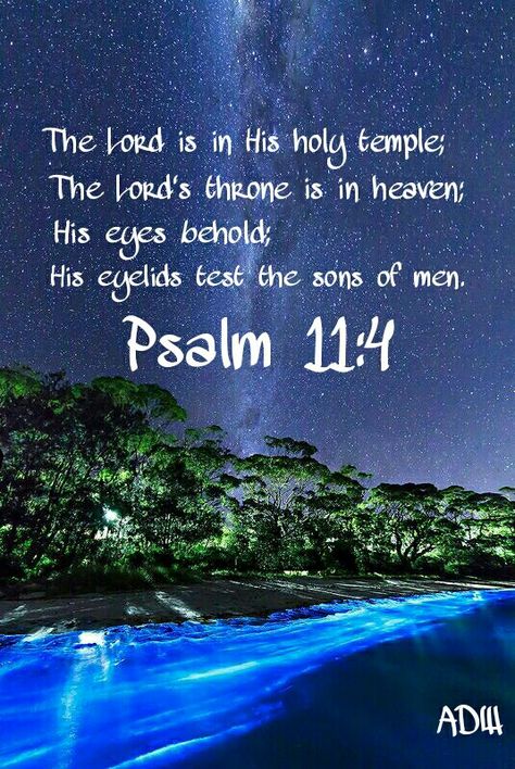 The LORD is in his holy temple, the LORD'S throne is in heaven: his eyes behold, his eyelids try, the children of men. ~Psalm 11:4 Psalm 11, Bible Psalms, Fear God, Book Of Psalms, Bible Promises, Spiritual Messages, Printable Bible Verses, Favorite Bible Verses, Love The Lord