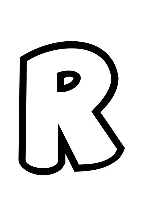 Bubble letter R stencil. Download and print this free printable stencil to create your own unique DIY Stencil Free Printable, Letter Free Printable, Bubble Alphabet, Printable Stencil, Font Bubble, Free Stencils Printables, Bubble Letter, Stencils Printables, Alphabet Fonts