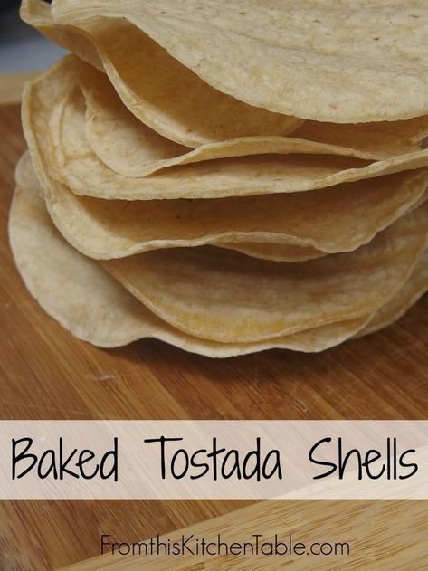 Baked Tostada Shells. The easiest thing in the world! Avoid yucky oils and other ingredients by baking them! #tostadas #tortillas Baked Tostadas, Tostada Shells, Baked Corn, Corn Tortillas, Freezer Meals, Popular Recipes, Kid Friendly Meals, Dairy Free Recipes, Tostadas