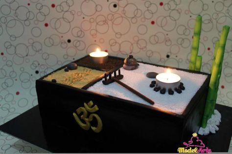 Zen+cake+-+Cake+by+Javier+Castander+(ModelArte) Yoga Cake Design, Zen Birthday Cake, Spiritual Cake, Zen Garden Tattoo, Japanese Inspired Cake Design, Polymer Clay Zen Garden, Zen Wedding, Buddha Birthday, Spa Cake