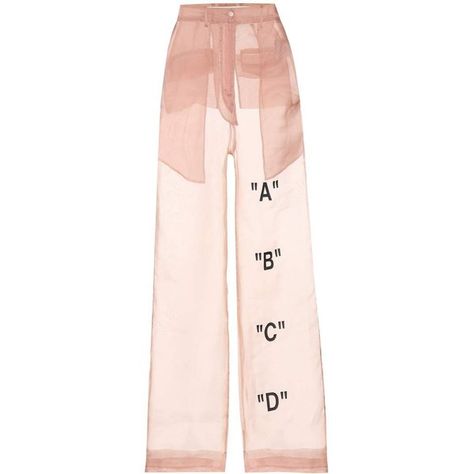 Off-White Tomboy Organza Trousers ($930) ❤ liked on Polyvore featuring pants, pink, off white pants, pink pants and pink trousers Organza Trousers, Pink Wide Leg Trousers, Cl Fashion, Off White Pants, Pink Trousers, White Trousers, Womenswear Fashion, Stage Costume, Pink Pants