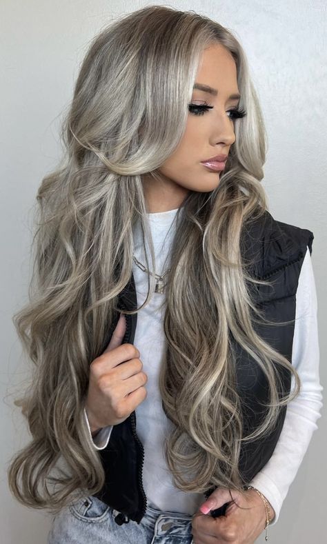 Ash Blonde Hair Balayage, Blonde Hair With Roots, Perfect Blonde Hair, Silver Blonde Hair, Icy Blonde Hair, Silver Blonde, Ash Blonde Hair, Brown Hair Balayage, Blonde Hair Inspiration