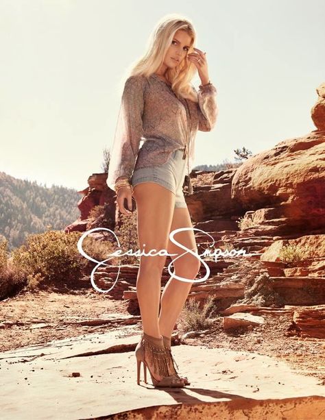 The blonde shows off her toned legs in short shorts in the Jessica Simpson spring 2015 advertisements. Jessica Simpson Legs, Jessica Simpson Daisy Duke, Jessica Simpson Style, Jessica Simpson Collection, Jessica Ann, Daisy Duke, Dukes Of Hazzard, The Simpson, Daisy Dukes