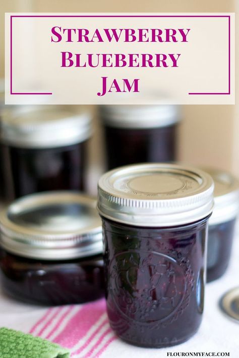 How To Make Strawberry Blueberry Jam Recipe Easy Blueberry Jam, Strawberry Blueberry Jam, Blueberry Freezer Jam, Blueberry And Strawberry, Mixed Berry Jam, Blueberry Jam Recipe, Jam Packaging, Jam Jam, Recipe Strawberry