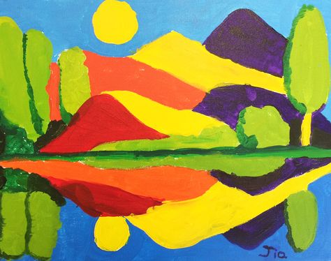 Primary and Secondary Colours Landscape - Grade 5 Primary And Secondary Colours Art Ideas, Primary And Secondary Colors Art Project, Secondary Colors Drawing, Drawing Art Ideas, Moody Room, Fauvist Art, Colorful Art Projects, Composition Drawing, Tertiary Color