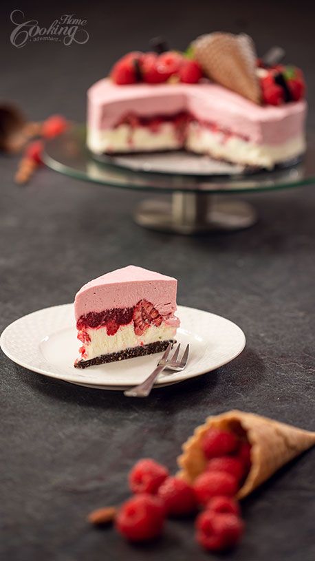 Raspberry Almond Ice Cream Cake :: Home Cooking Adventure Ice Cream Cake Photography, Cake Photography Ideas, Easy Ice Cream Cake Recipe, Homemade Raspberry Jam, Easy Ice Cream Cake, Almond Ice Cream, Raspberry Ice Cream, Ice Cream Cake Recipe, Raspberry Almond