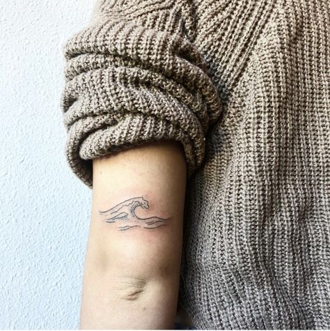 Detailed wave tattoo, stick n poke Wave Tattoo Detailed, Detailed Wave Tattoo, Tattoo Stick N Poke, Wave Tattoo, Stick N Poke, Poke Tattoo, Stick And Poke, Waves Tattoo, Infinity Tattoo