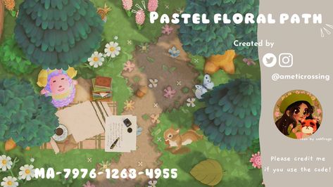 Animal Crossing Path, Cottagecore Animal Crossing, Stall Signs, Animal Crossing Memes, Path Design, Island Theme, New Animal Crossing, Animal Crossing Game, Animal Crossing Qr