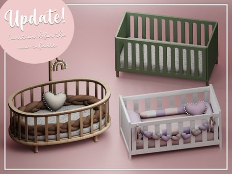 Sims 4 Cc Baby Cribs, Sims 4 Cc Baby, Infant Furniture, The Sims 4 Pack, Infant Cc, Pink Baddie, Sims 4 Beds, Lotes The Sims 4, The Sims 4 Cabelos