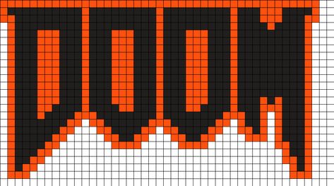 Doom Logo Perler Perler Bead Pattern | Bead Sprites | Misc Fuse Bead Patterns Doom Perler Beads, Grille Pixel Art, Perler Bead Pokemon Patterns, Pixel Logo, Pixie Art, Melt Beads, Grid Art, The Doom, Pokemon Pattern