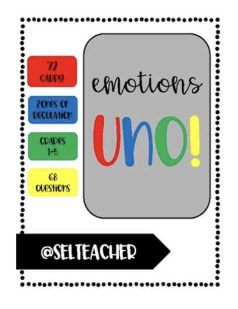 Uno Card, Zones Of Regulation, Uno Card Game, Therapy Games, Behavior Management, School Counseling, School Counselor, Social Emotional Learning, Teacher Classroom