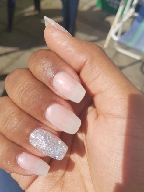 Acrylic Nails With Accent, Neutral Acrylic Nails, Nails With Accent Nail, Nail Neutral, Nails With Accent, Prom Nails French, Neutral Nails Acrylic, Neutral Nail Color, Prom Nails Red