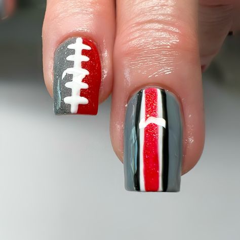 Feeling game-day ready with these Ohio State nails! 🏈🅾️ This is @luminary_nail_systems ‘Clarity’ overlay, gel polish, and level 2 nail art! 🫶 Would you get these nails? #explore #explorepage #nails #nailsnailsnails #foryou #foryoupage #nailsofinstagram #nailsoftheday #nailsofig #nailsofinsta #614nails #614nailtech #ohionails #ohionailtech #columbusnails #columbusnailtech #nailart #nailartaddict #nailartist #nailartwow #ohiostate #ohiostatefootball #ohiostatebuckeyes #ohiostatenails #ohio ... Buckeye Nails Ohio State, Uga Nails Design, Ohio State Nails Designs, Ohio State Nails, Feelings Games, Ohio State Football, Ohio State Buckeyes, Ohio State, Nail Artist