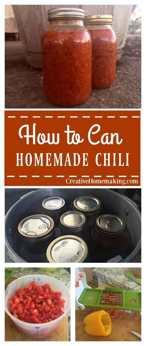 Canning chili with a pressure canner. Recipe and instructions for canning homemade chili. Chili Canning Recipe, Canning Chili, Diy Canning, Cinnamon Buttercream, Pressure Canning Recipes, Cinnamon Glaze, Canning 101, Preserving Foods, Canning Ideas