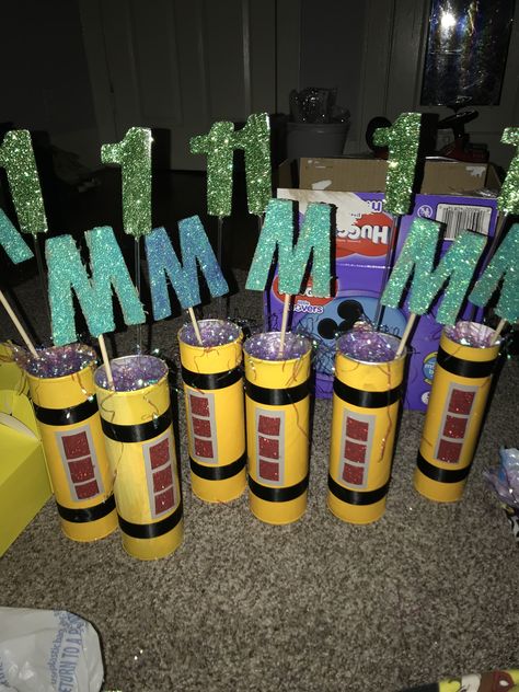 Monsters inc center pieces #one #monsterinc #monstersuniversity #canisters Monster Inc Gender Reveal Ideas, Monsters Inc Table Centerpiece, Monsters Inc Cricut Party Ideas, Monsters Inc Ra Theme, Monster Inc Table Center Piece, Monsters Inc Food Labels, Monster Inc Birthday, Wild Birthday Party, White Food