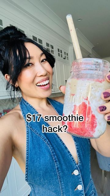 Cassey Ho on Instagram: "I can’t believe there’s a smoothie that costs $17. Only in LA right!?? I got it, tried it, and then @samlivits challenged me to make it. Here’s my at-home copycat recipe if you want to try making Hailey Bieber’s $17 Skin Glaze Smoothie from Erewhon. Smoothie - 1 c almond milk - 1 c frozen strawberries - 1/2 banana - 3 pitted dates - 1/2 avocado - 2 scoops @Blogilates collagen with keratin (for skin and hair health) - you can find this at Target right now Blend Erewhon Smoothie, Smoothie Hacks, Pitted Dates, Cassey Ho, Frozen Strawberries, Challenge Me, Morning Workout, I Got It, Hailey Bieber